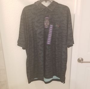 NWT Men’s XXLarge Greg Norman Play Dry Black Polo Style Golf Shark Shirt 2XL